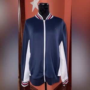 Tommy Hilfiger Navy and White Zip-Up Track Jacket